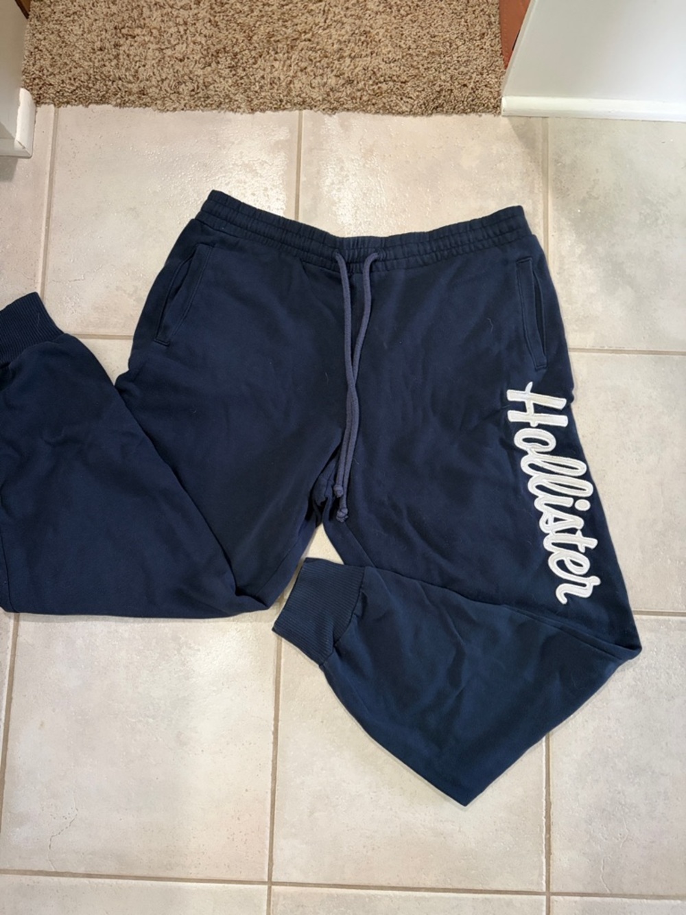 Hollister Navy Script Logo Joggers